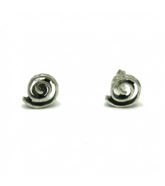 E000544 Sterling Silver Earrings Solid Spiral  925
